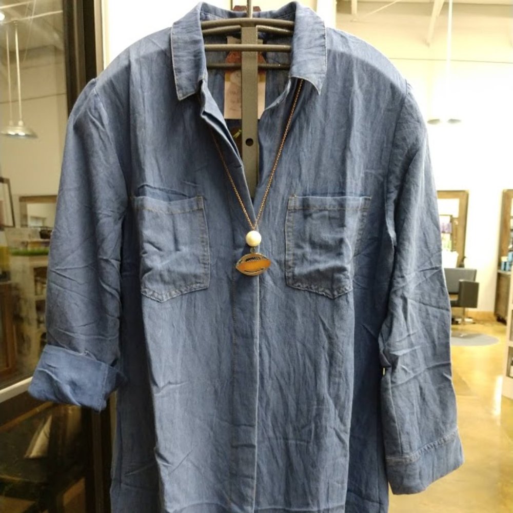 Denim Shirt / Dress with Frayed Bottom (NWT)